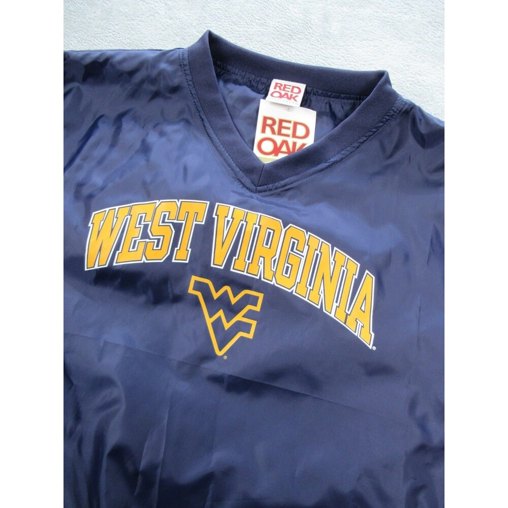 NWT West Virginia Mountaineers Windbreaker Size Large NCAA Red Oak Pullover Blue